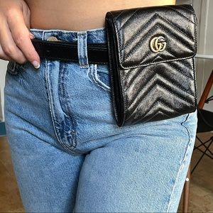 Gucci Marmont Black Leather Pouch with Belt Loop